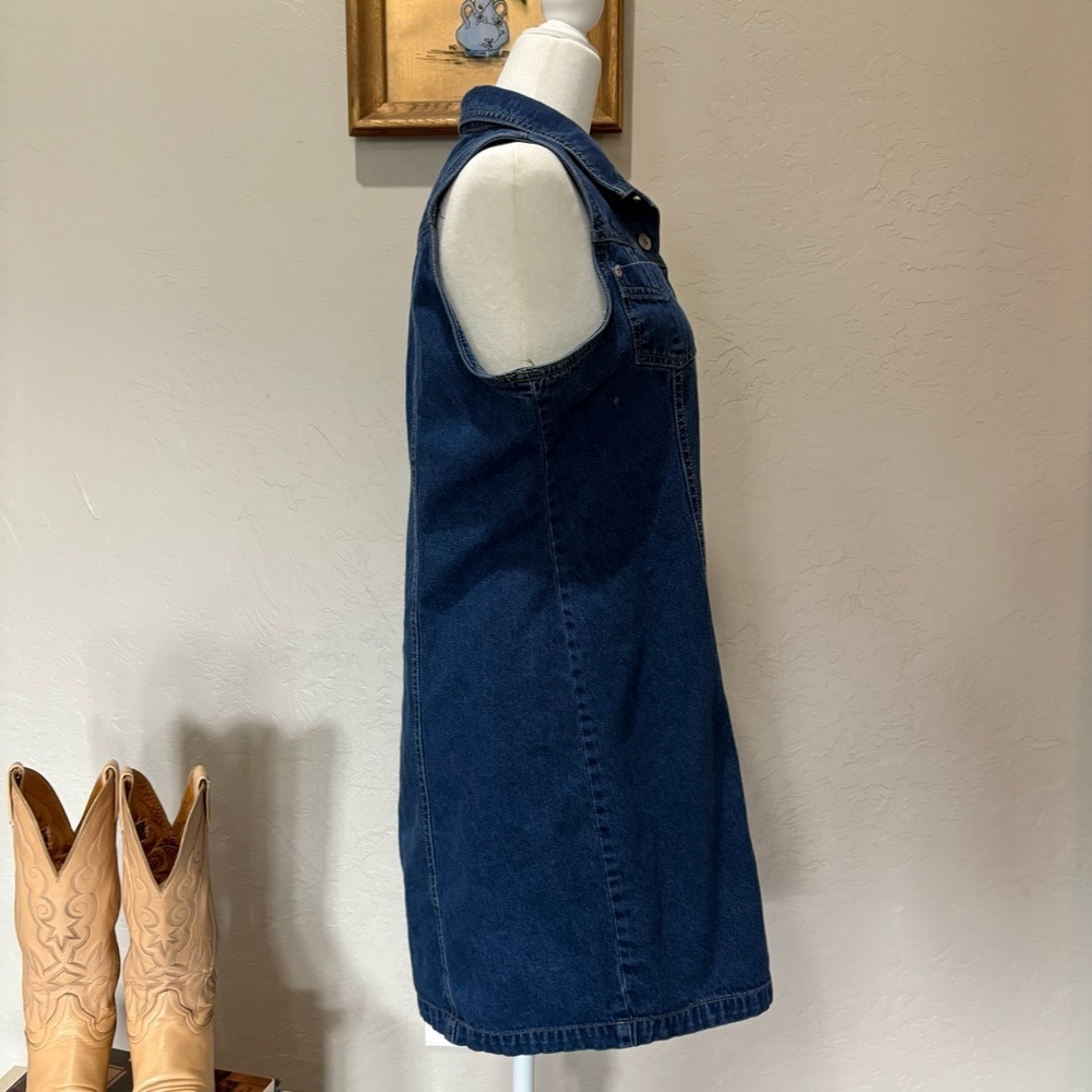 Vintage Denim Button Front  J.L. Sport NY Sleeveless Dress 100% Cotton  Size 8 - Picture 10 of 16